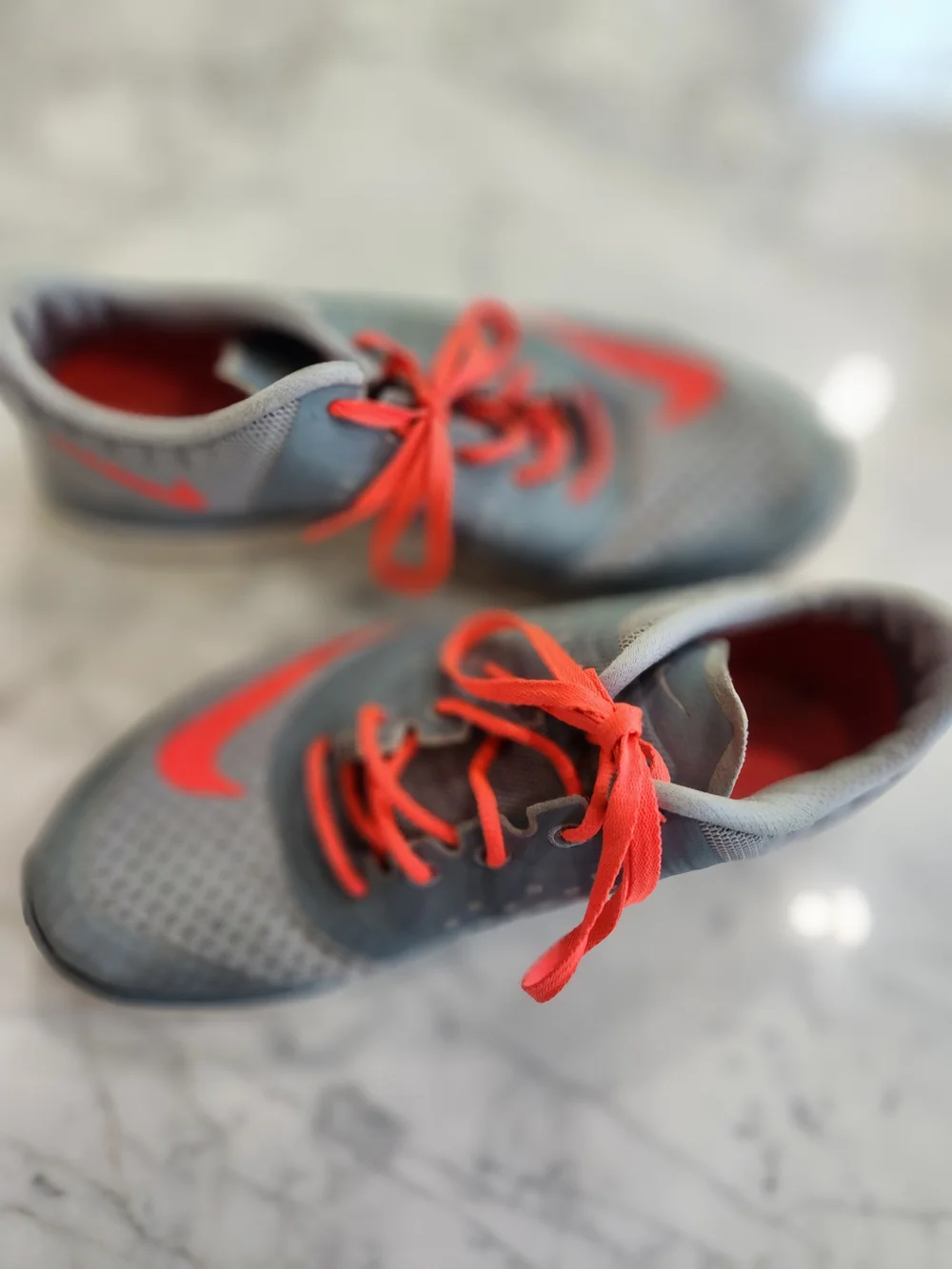 Nike Gray and Coral Athletic Sneakers, BARELY WORN, GOOD CONDITION.